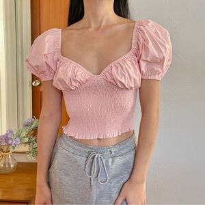 Verge girl Travel Notes Shirred Top in pink